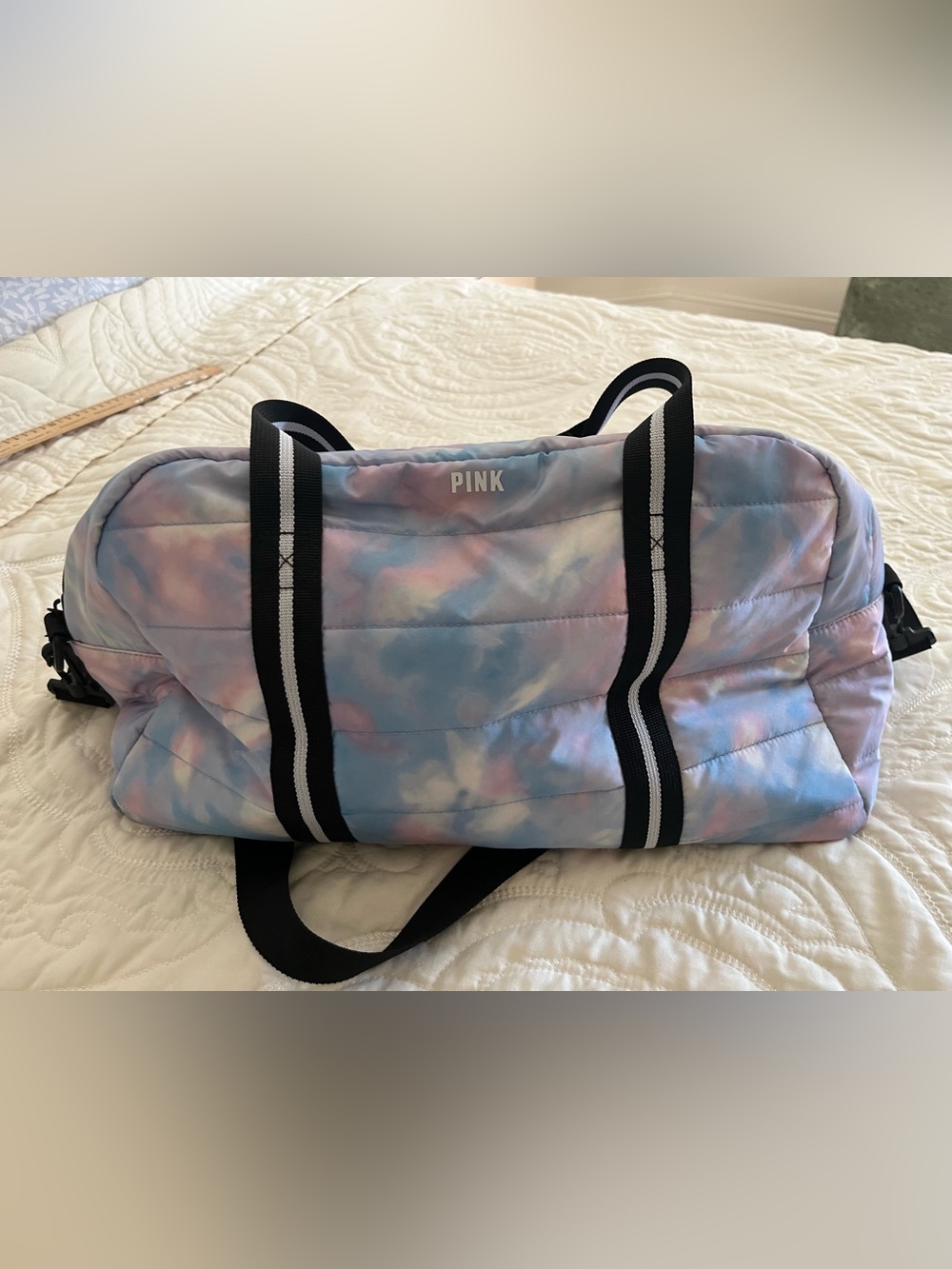PINK Victoria's Secret Pastel Tie-Dye Duffel Bag - Blue & Pink
